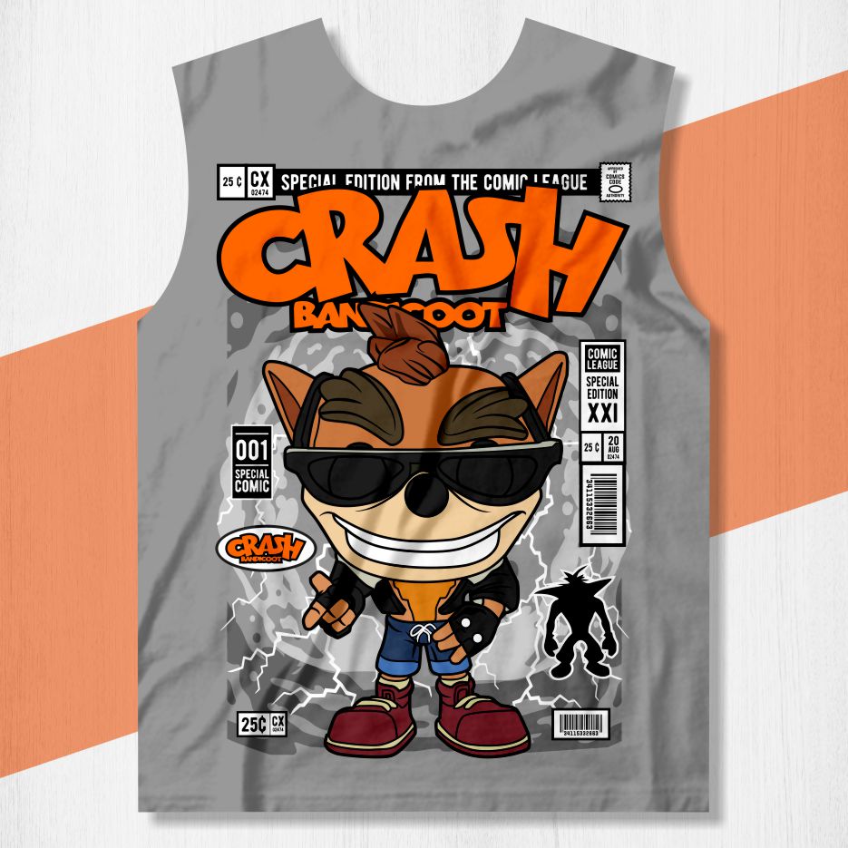 arte camisa crash bandicoot funko