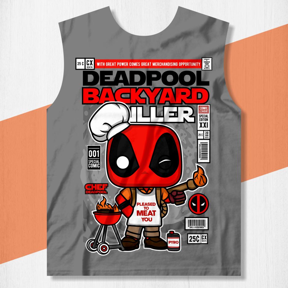 arte camisa dead pool backyard griller funko