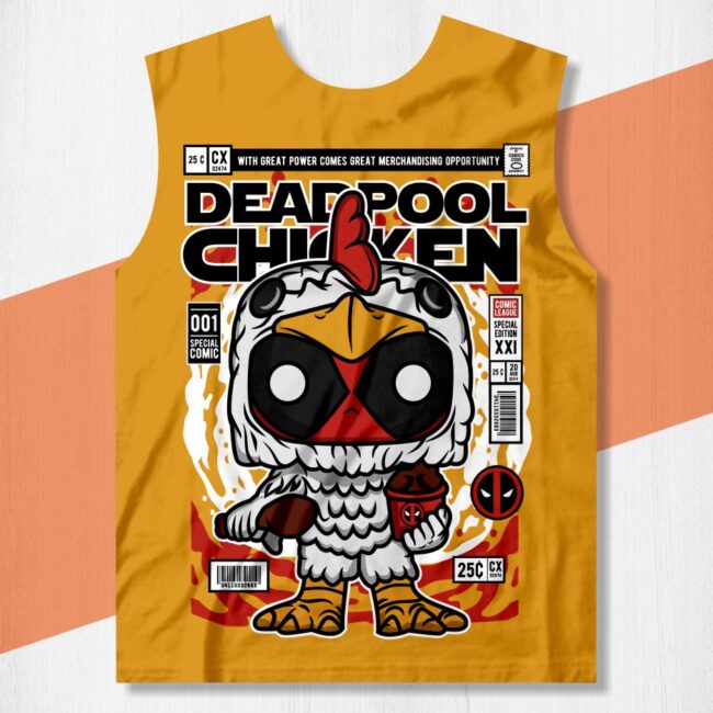 arte camisa dead pool chicken funko