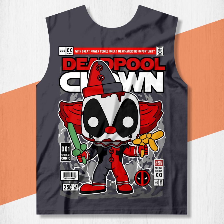 arte camisa dead pool clown funko