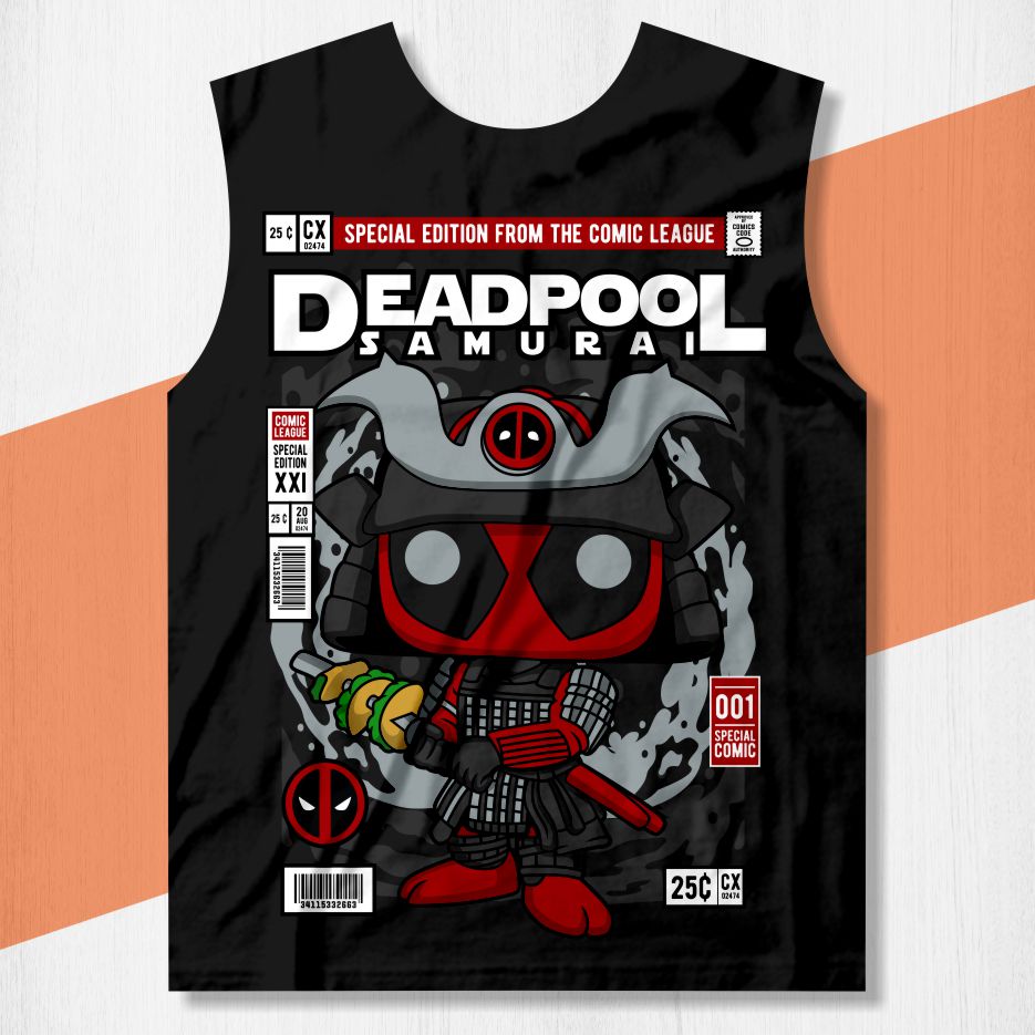 arte camisa dead pool samurai funko