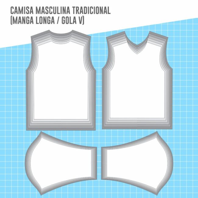 modelagem camisa masculina manga curta gola v