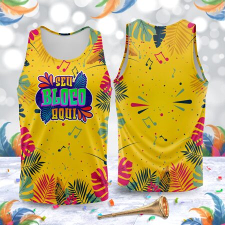 arte para abada bloco carnaval amarelo floral modelo 23A081