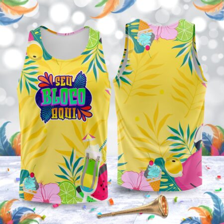 arte para abada bloco carnaval amarelo tropical modelo 23A051