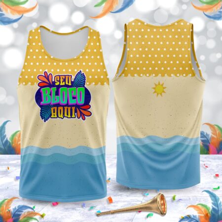 arte para abada bloco carnaval azul e amarelo praia modelo 23A058