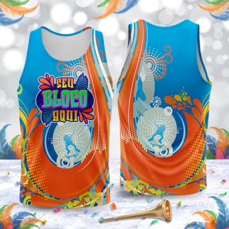 arte para abada bloco carnaval azul e laranja modelo 23A011