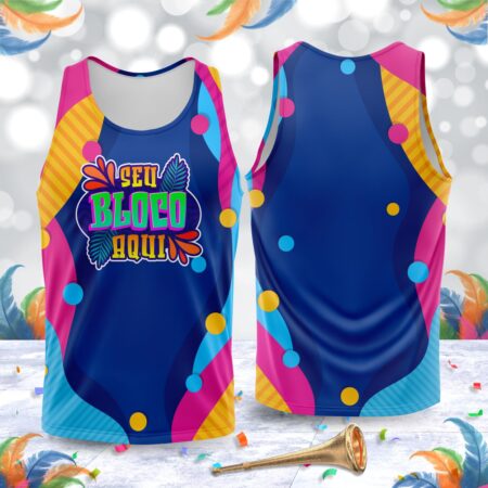 arte para abada bloco carnaval azul e rosa modelo 23A098
