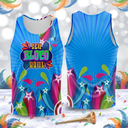 arte para abada bloco carnaval azul estrelas modelo 23A091