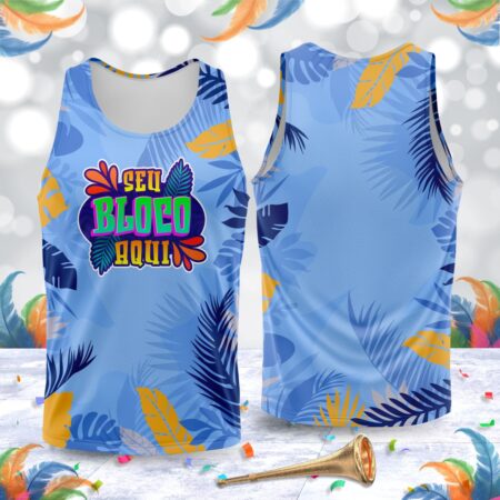 arte para abada bloco carnaval azul floral modelo 23A030