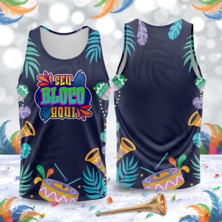 arte para abada bloco carnaval azul floral modelo 23A039