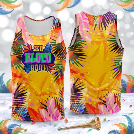 arte para abada bloco carnaval floral amarelo modelo 23A044