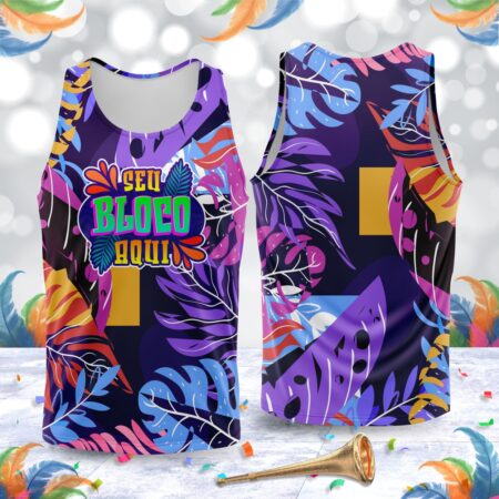 arte para abada bloco carnaval floral roxo modelo 23A032
