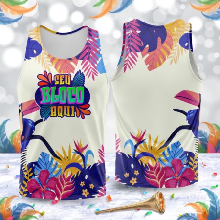arte para abada bloco carnaval floral tucano modelo 23A090