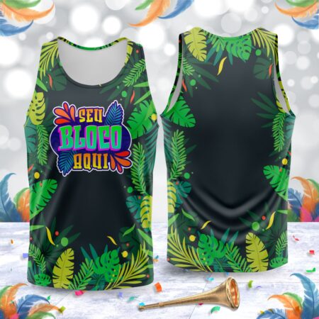 arte para abada bloco carnaval floral verde modelo 23A065