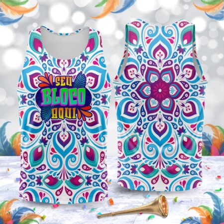 arte para abada bloco carnaval mandala azul modelo 23A015