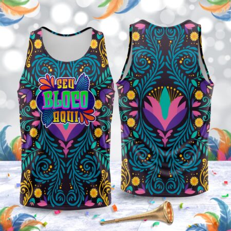 arte para abada bloco carnaval mandala azul modelo 23A035