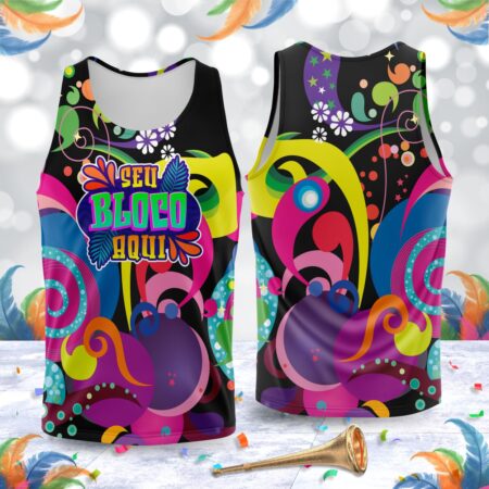 arte para abada bloco carnaval preto colorido modelo 23A009