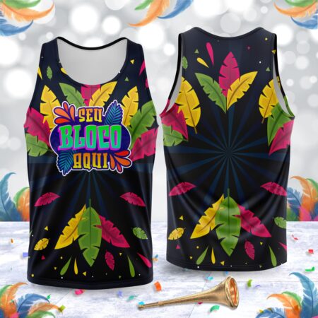 arte para abada bloco carnaval preto floral modelo 23A047