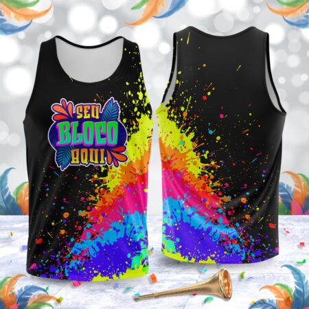 arte para abada bloco carnaval preto splash colorido modelo 23A027