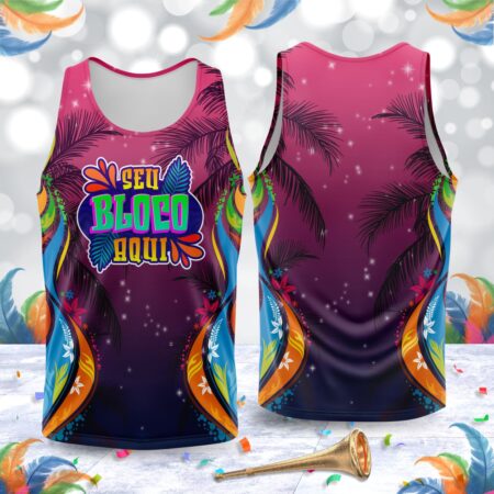 arte para abada bloco carnaval rosa tropical modelo 23A092