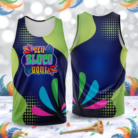 arte para abada bloco carnaval verde e azul modelo 23A002