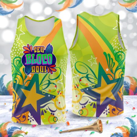 arte para abada bloco carnaval verde estrelas modelo 23A066
