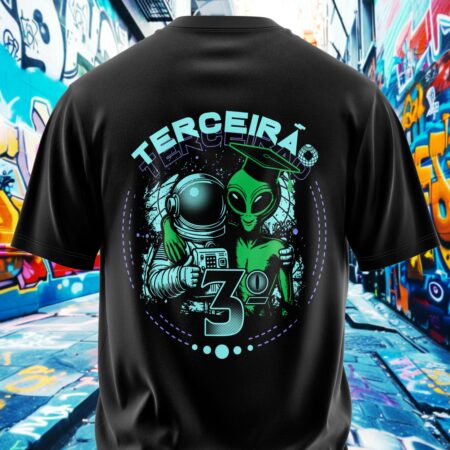 arte para camisa costa terceirao astronauta e alien modelo 26A034