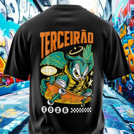 arte para camisa costa terceirao coruja de skate modelo 26A100
