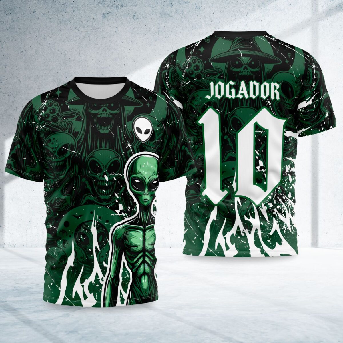 arte para camisa interclasse alien verde modelo 26B018