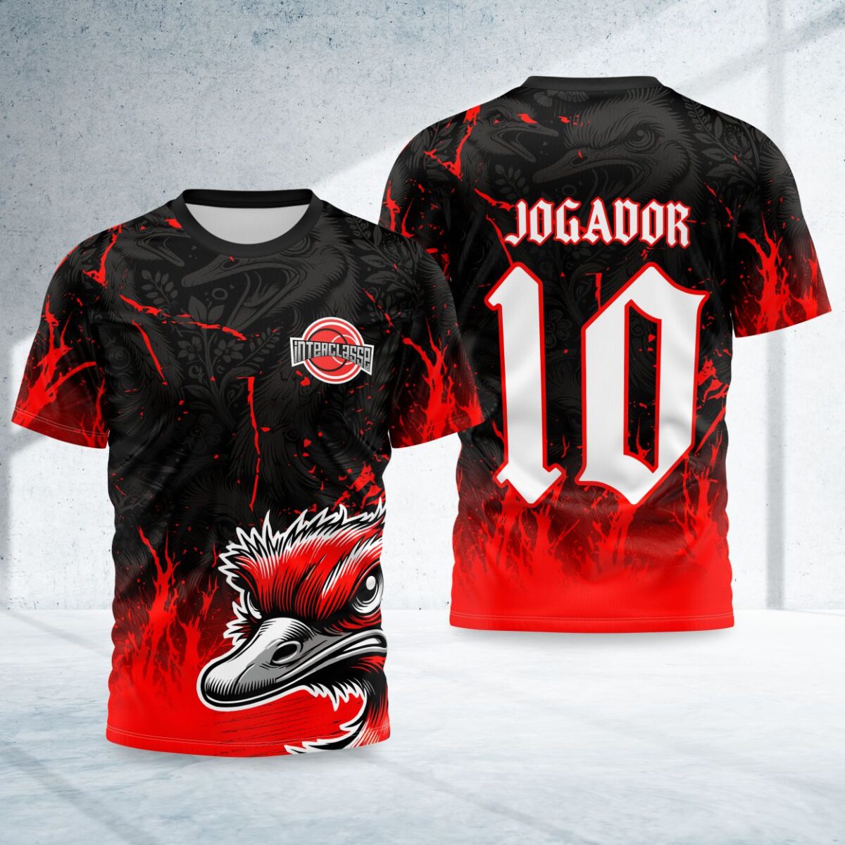 arte para camisa interclasse avestruz vermelho modelo 26B001