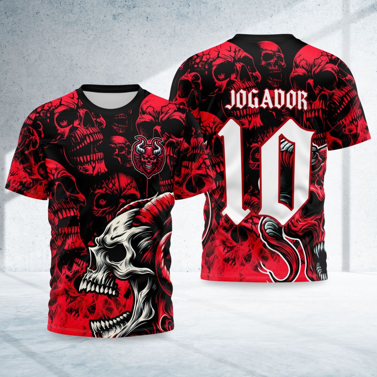 arte para camisa interclasse caveira vermelha modelo 26B029