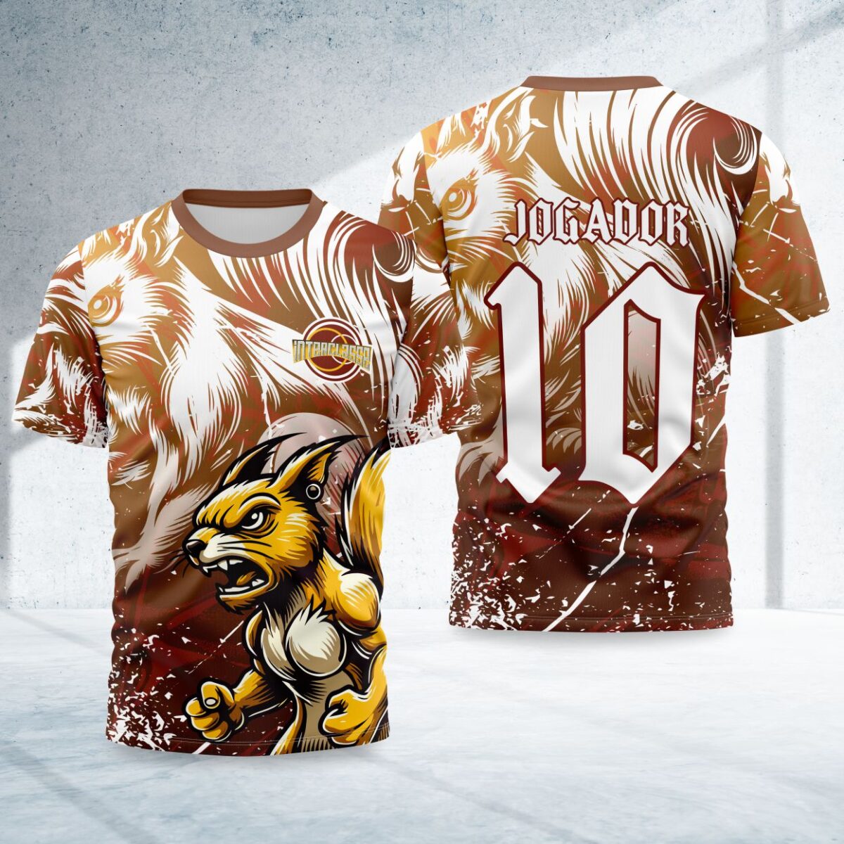 arte para camisa interclasse esquilo amarelo modelo 26B019