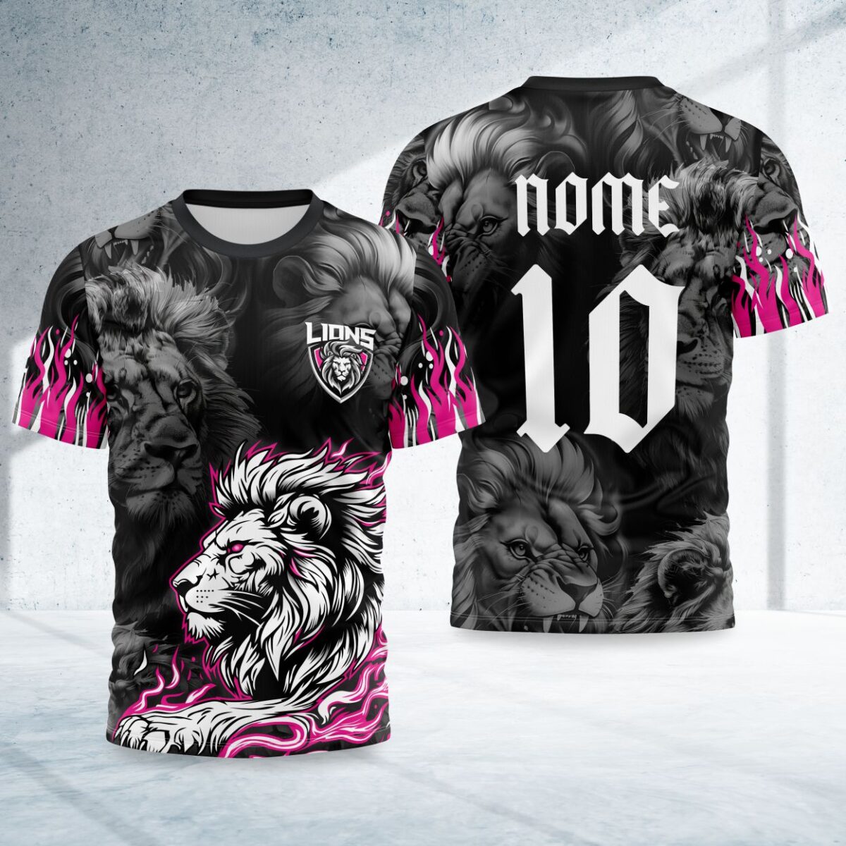 arte para camisa interclasse leao branco modelo 26B037