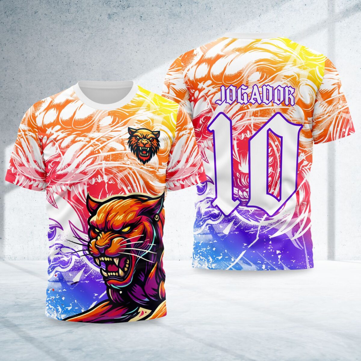 arte para camisa interclasse pantera colorida modelo 26B013