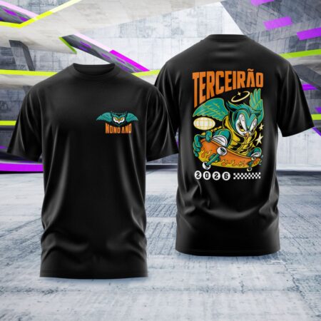 Arte para Camisa Nono Ano Coruja de Skate - modelo-25A100