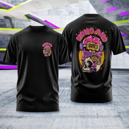 Arte para Camisa Nono Ano Skate Caveira - modelo-25A081