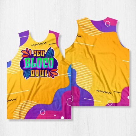 Arte para Abadá Bloco Carnaval Amarelo e Rosa - modelo-23A022