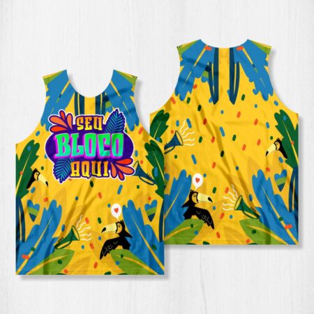 Arte para Abadá Bloco Carnaval Amarelo Floral - modelo-23A063