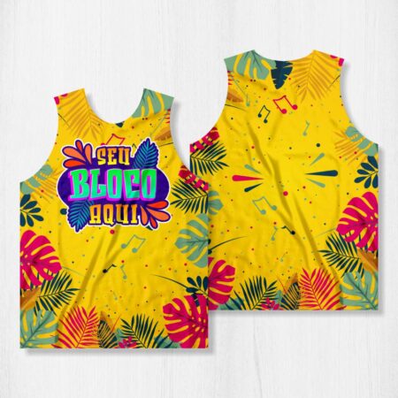 Arte para Abadá Bloco Carnaval Amarelo Floral - modelo-23A081