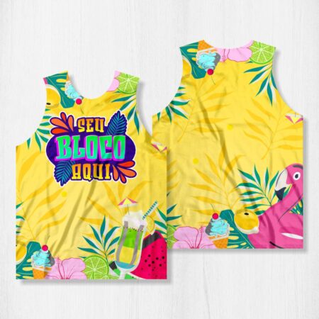 Arte para Abadá Bloco Carnaval Amarelo Tropical - modelo-23A051