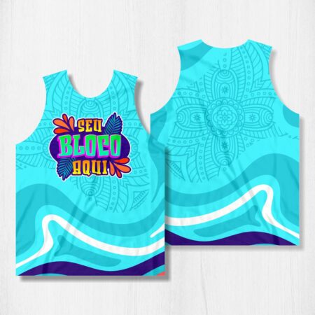 Arte para Abadá Bloco Carnaval Azul Aqua - modelo-23A055
