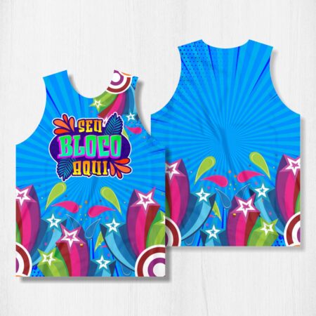 Arte para Abadá Bloco Carnaval Azul Estrelas - modelo-23A091