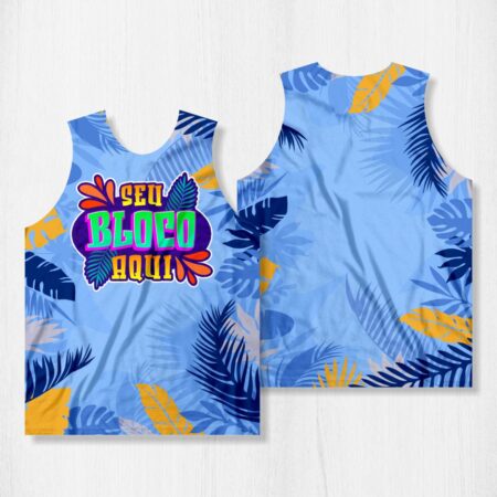 Arte para Abadá Bloco Carnaval Azul Floral - modelo-23A030