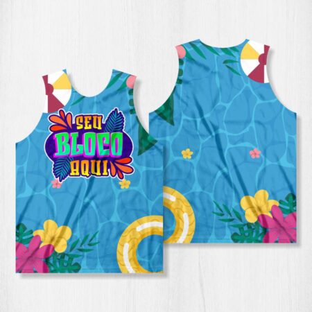Arte para Abadá Bloco Carnaval Azul Piscina - modelo-23A075