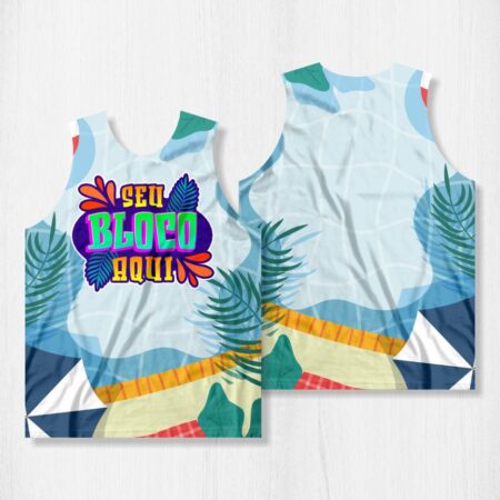 Arte para Abadá Bloco Carnaval Azul Pool Party - modelo-23A070