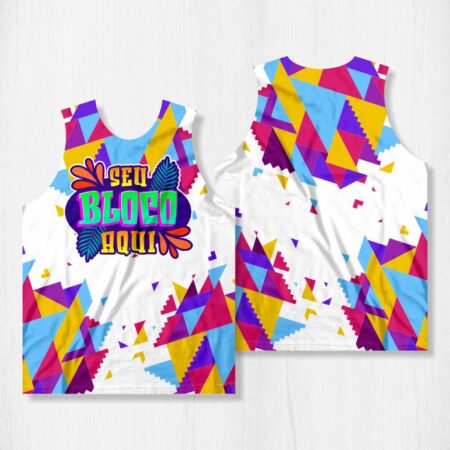 Arte para Abadá Bloco Carnaval Branco Colorido - modelo-23A064