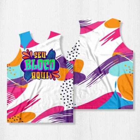 Arte para Abadá Bloco Carnaval Branco Colorido - modelo-23A072