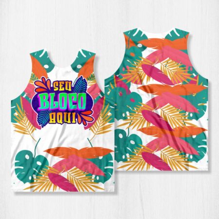 Arte para Abadá Bloco Carnaval Branco Floral - modelo-23A049