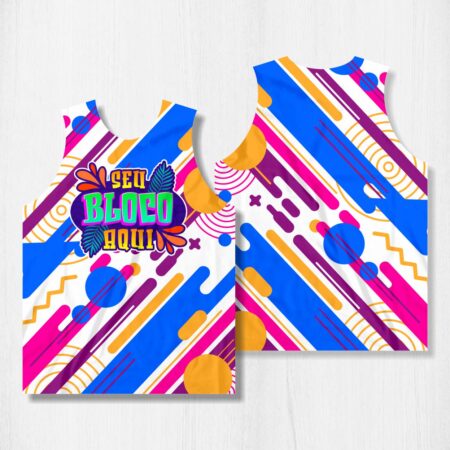 Arte para Abadá Bloco Carnaval Colorido Geometric - modelo-23A093