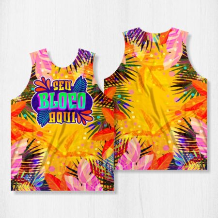 Arte para Abadá Bloco Carnaval Floral Amarelo - modelo-23A044